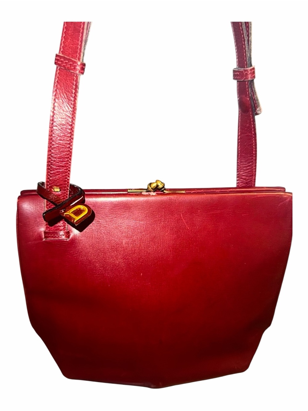 Delvaux Vintage Red Leather Kiss-Lock Frame Crossbody Bag w/ COA